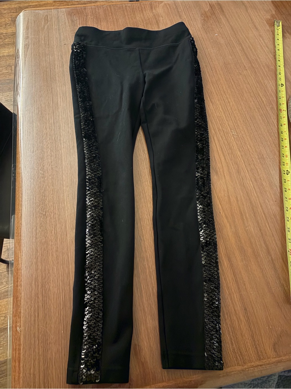 INC Leggings Black Size 0 Rayon/Nylon. Glitter Side Stripe. Sequins - Picture 5 of 5